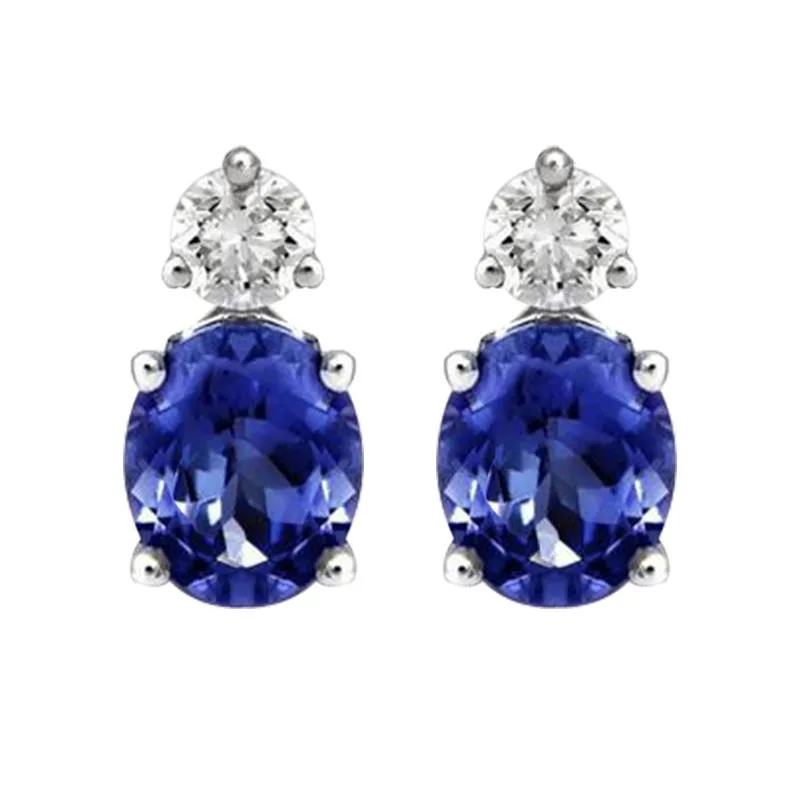 18ct White Gold 0.92ct Tanzanite and Diamond Stud Earrings