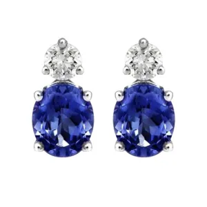 18ct White Gold 0.92ct Tanzanite and Diamond Stud Earrings