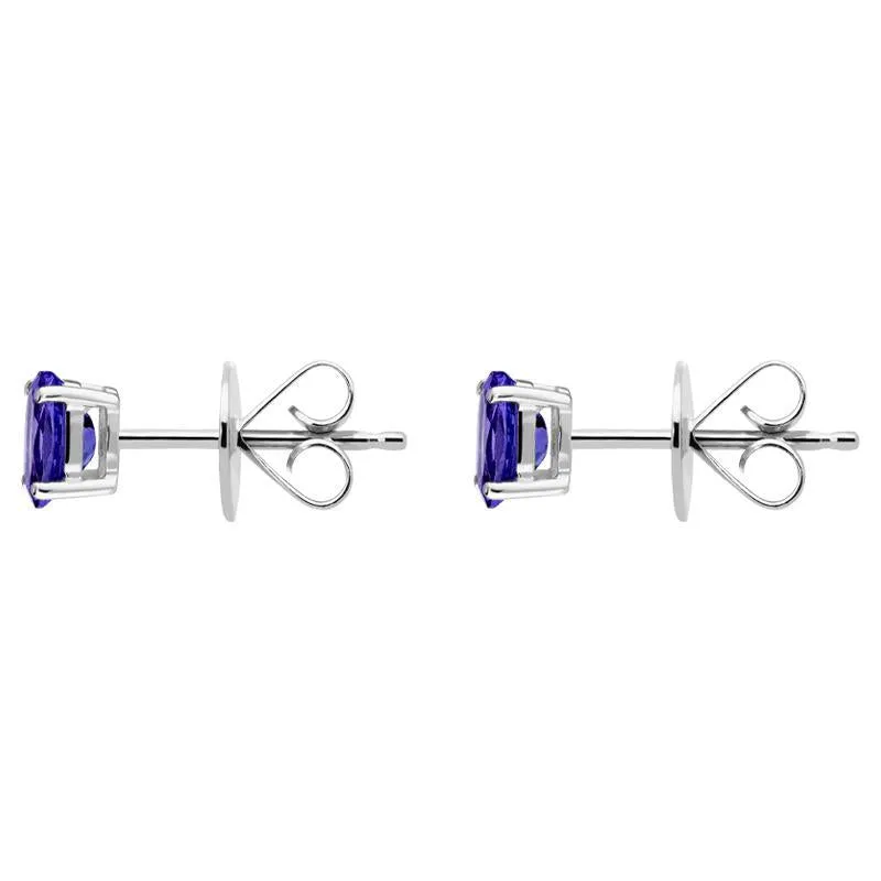 18ct White Gold 0.95ct Tanzanite Oval Cut Stud Earrings