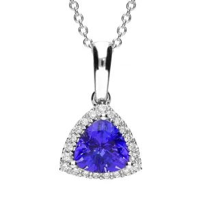 18ct White Gold 1.02ct Tanzanite and Diamond Pendant Necklace