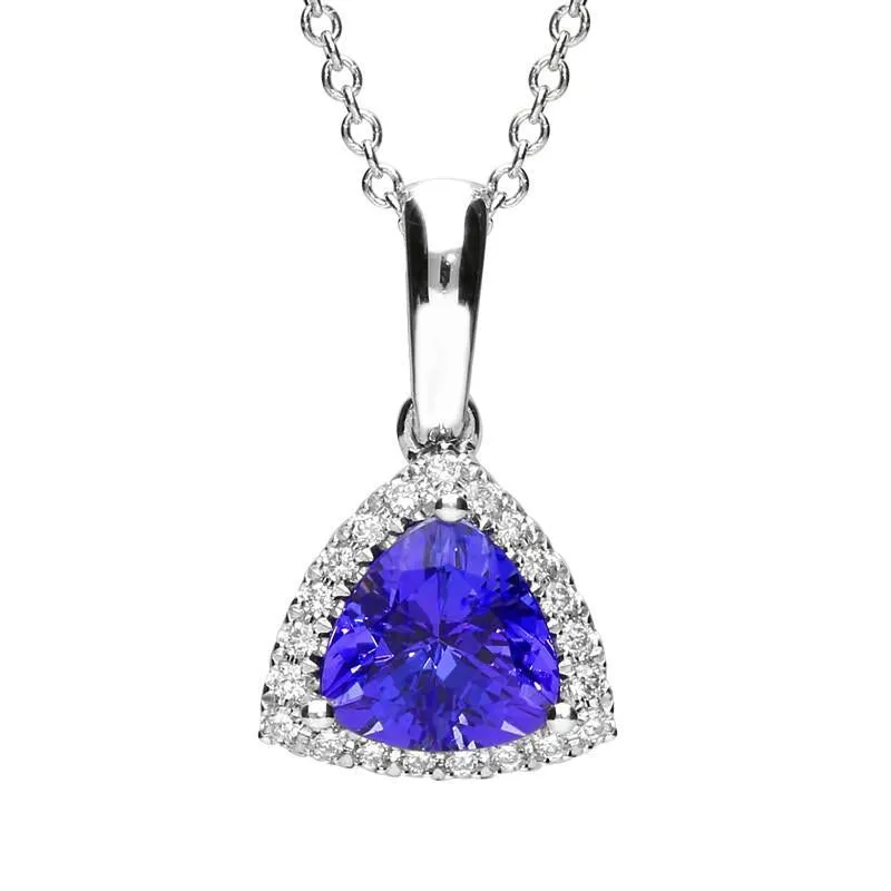 18ct White Gold 1.02ct Tanzanite and Diamond Pendant Necklace