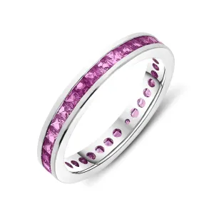 18ct White Gold 1.80ct Pink Sapphire Princess Cut Eternity Ring