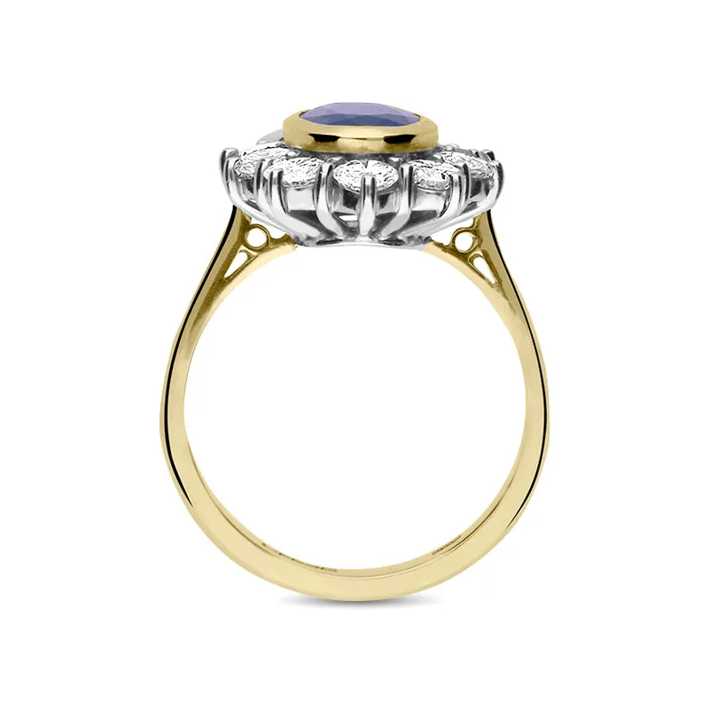 18ct White Gold 1.93ct Sapphire 1.38ct Diamond Cluster Ring