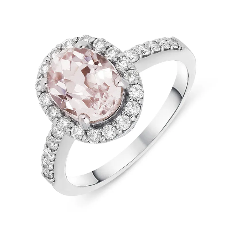18ct White Gold 1.99ct Kunzite Diamond Halo Ring