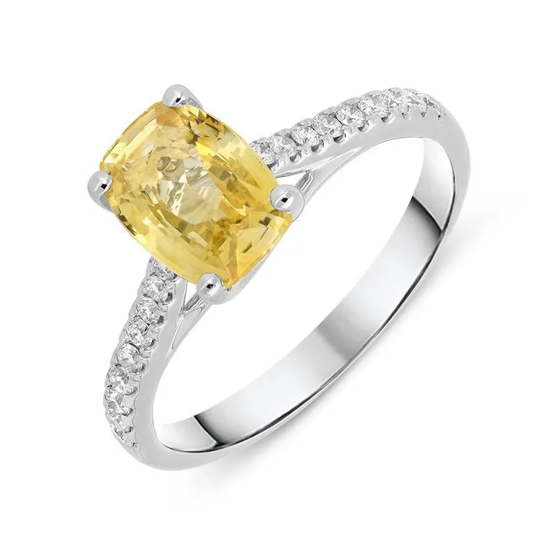 18ct White Gold 2.14ct Yellow Sapphire Diamond Ring