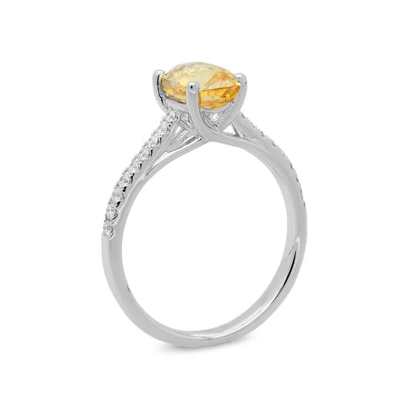 18ct White Gold 2.14ct Yellow Sapphire Diamond Ring