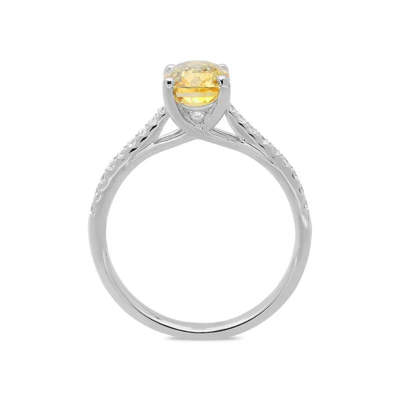 18ct White Gold 2.14ct Yellow Sapphire Diamond Ring