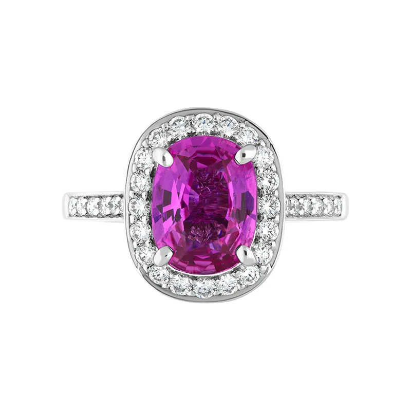 18ct White Gold 2.34ct Pink Sapphire and Diamond Ring D