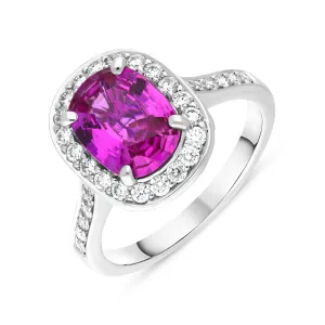 18ct White Gold 2.34ct Pink Sapphire and Diamond Ring D