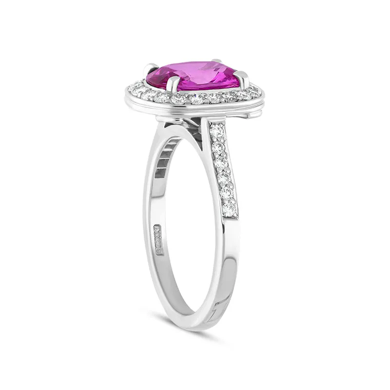 18ct White Gold 2.34ct Pink Sapphire and Diamond Ring D
