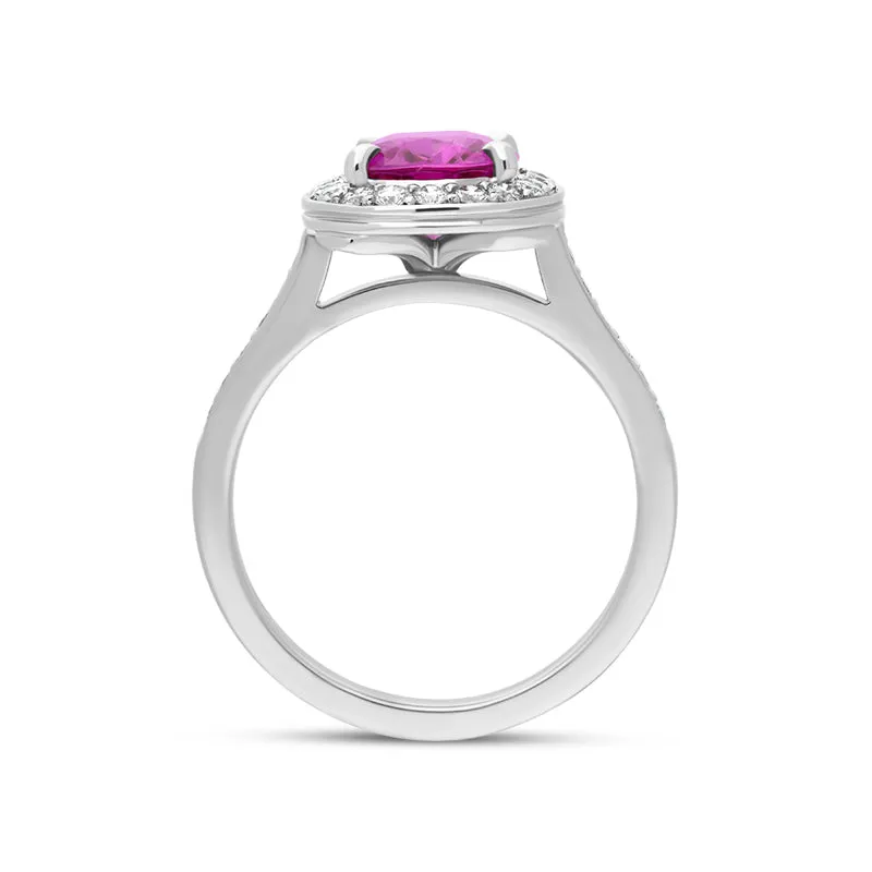 18ct White Gold 2.34ct Pink Sapphire and Diamond Ring D