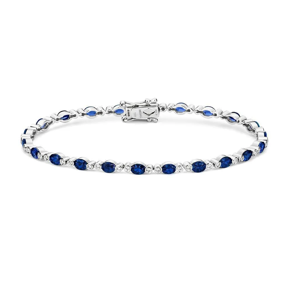 18ct White Gold 4.61ct Sapphire Diamond Bracelet