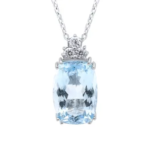 18ct White Gold 5.02ct Aquamarine Diamond Necklace