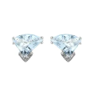 18ct White Gold 5.46ct Aquamarine Diamond Stud Earrings