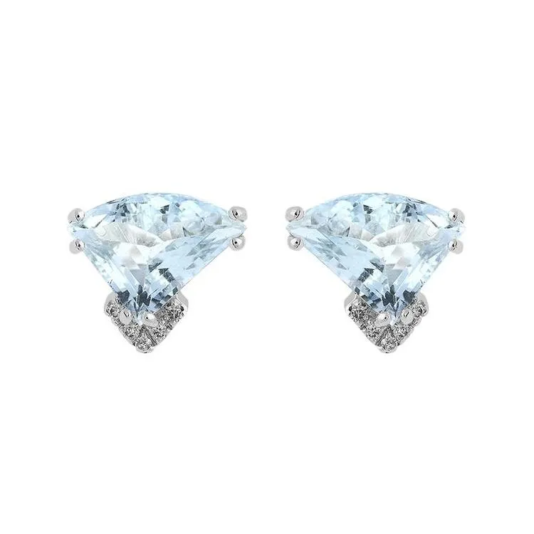 18ct White Gold 5.46ct Aquamarine Diamond Stud Earrings