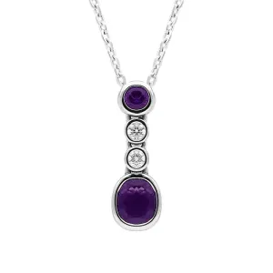 18ct White Gold Amethyst Diamond Drop Necklace