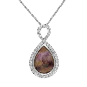 18ct White Gold Blue John 0.38ct Diamond Twist Loop Necklace