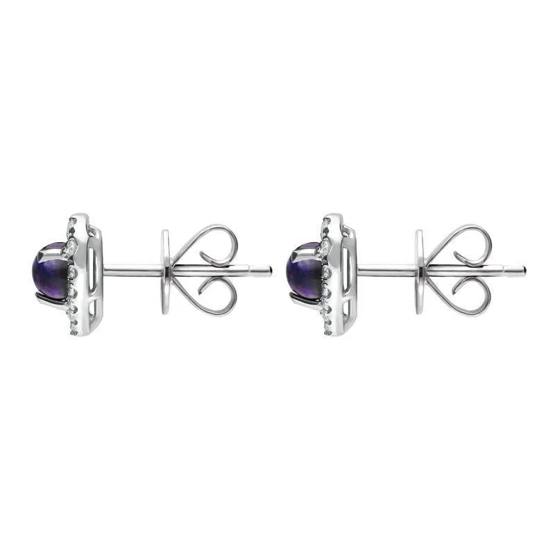 18ct White Gold Blue John and Diamond Heart Earrings
