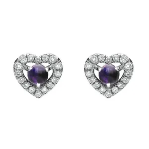 18ct White Gold Blue John and Diamond Heart Earrings