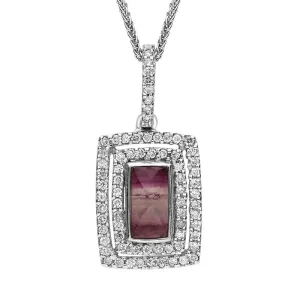 18ct White Gold Blue John and Diamond Oblong Necklace D