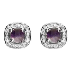 18ct White Gold Blue John and Diamond Stud Earrings
