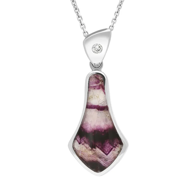 18ct White Gold Blue John Diamond Unique Necklace D