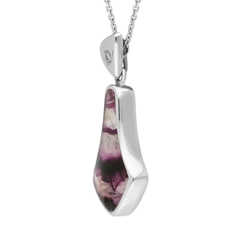 18ct White Gold Blue John Diamond Unique Necklace D