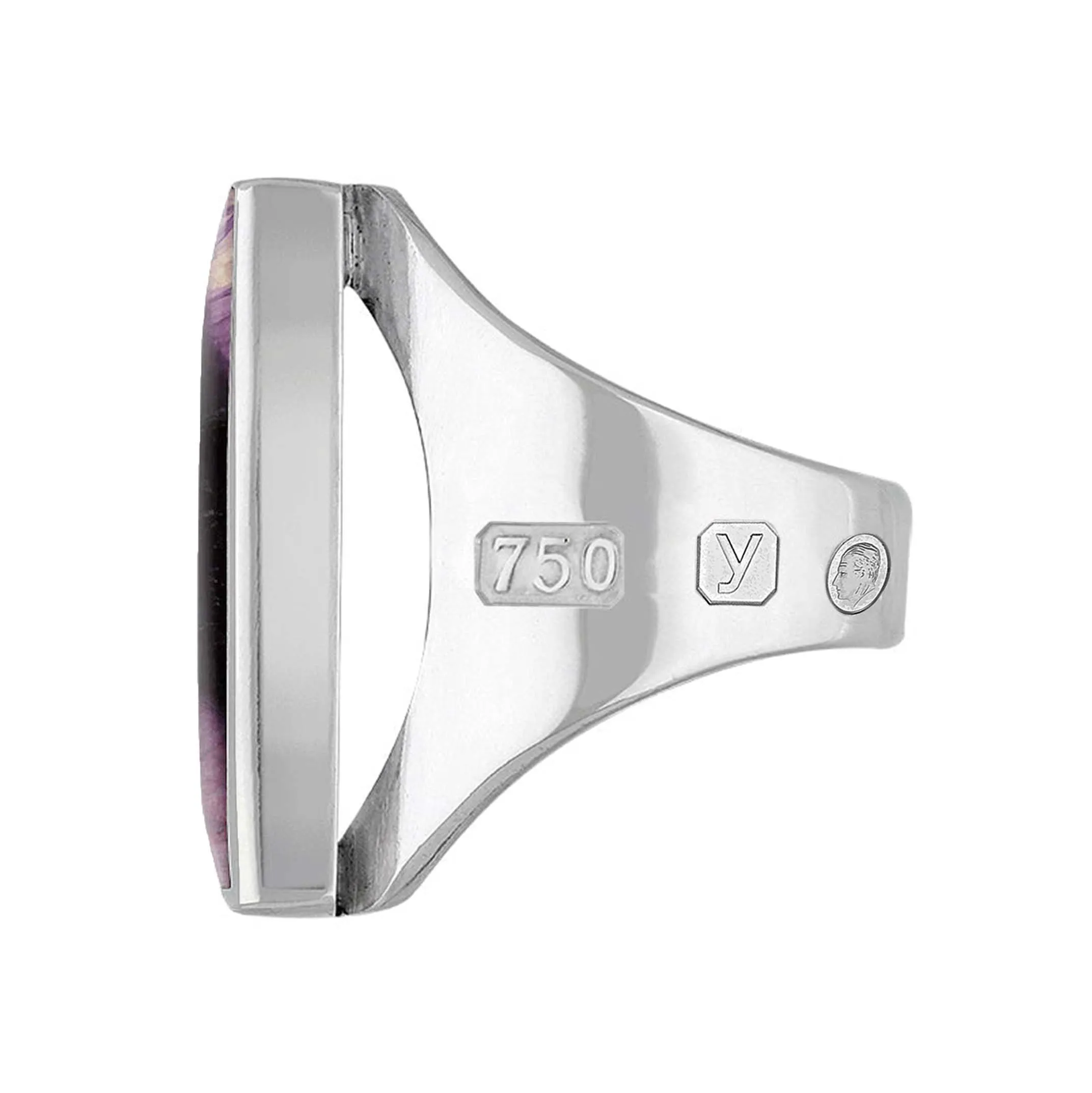 18ct White Gold Blue John King's Coronation Hallmark Medium Oblong Ring D