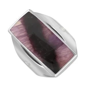 18ct White Gold Blue John King's Coronation Hallmark Medium Oblong Ring D