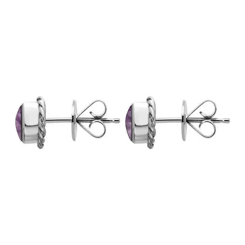 18ct White Gold Blue John Round Twist Edge Stud Earrings
