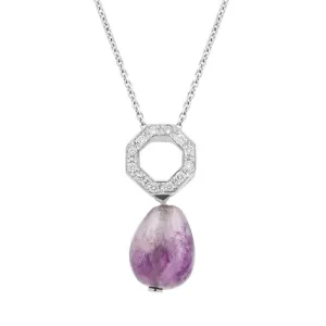 18ct White Gold Blue John Unique Diamond Egg Drop Necklace D