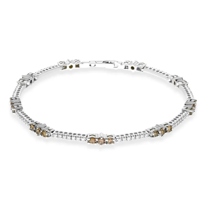 18ct White Gold Chocolate Diamond Tennis Bracelet
