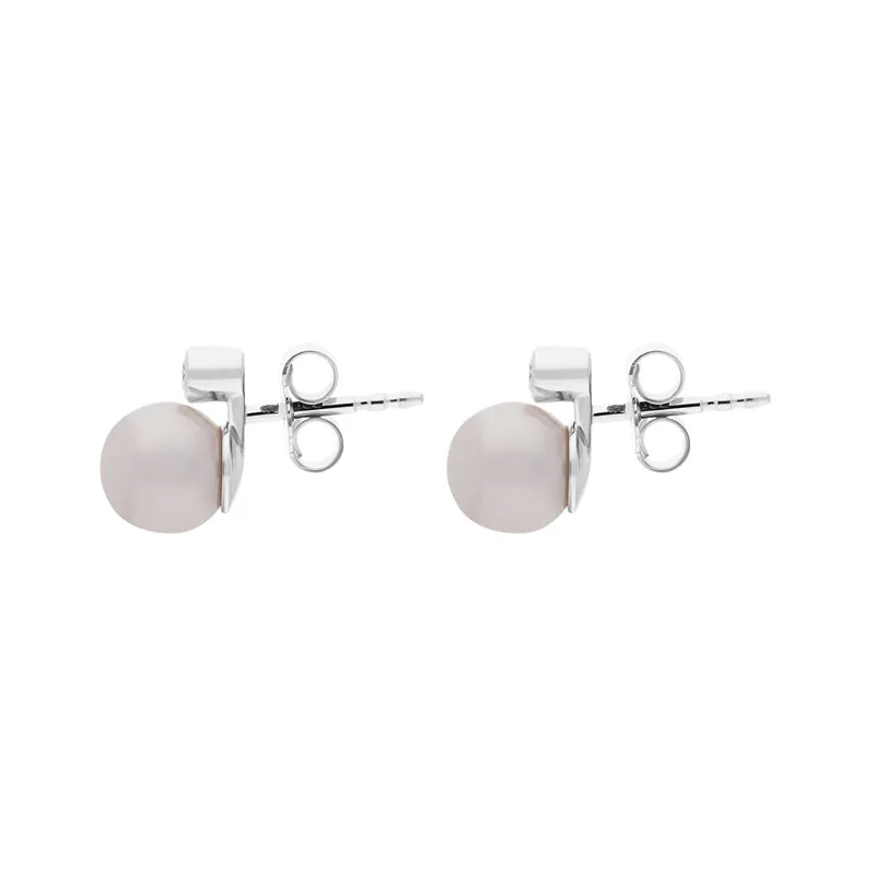 18ct White Gold Diamond Akoya Pearl Stud Earrings