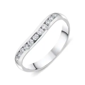 18ct White Gold Diamond Channel Set Wishbone Wedding Ring