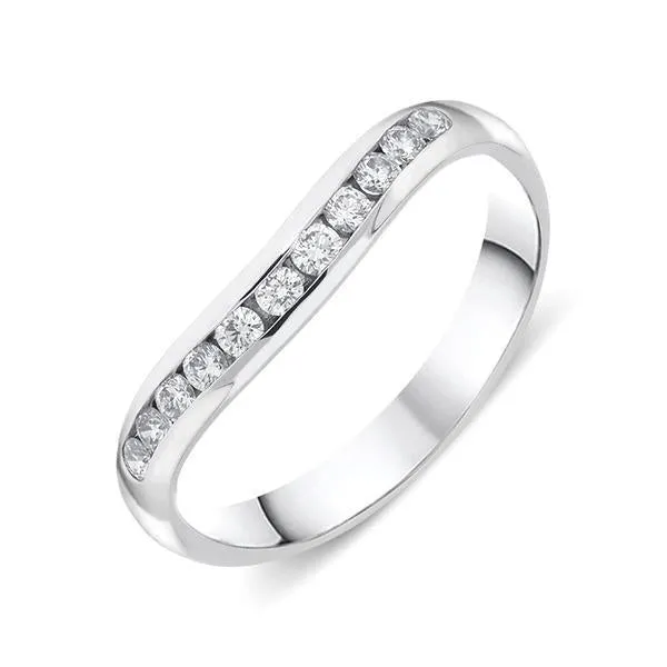 18ct White Gold Diamond Channel Set Wishbone Wedding Ring