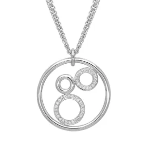18ct White Gold Diamond Circle Pave Bubble Necklace D
