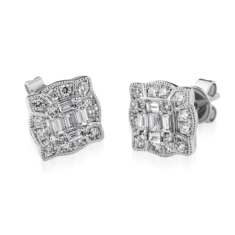18ct White Gold Diamond Cluster Stud Earrings