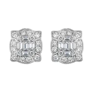 18ct White Gold Diamond Cluster Stud Earrings
