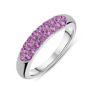 18ct White Gold Diamond Pink Sapphire Cluster Ring