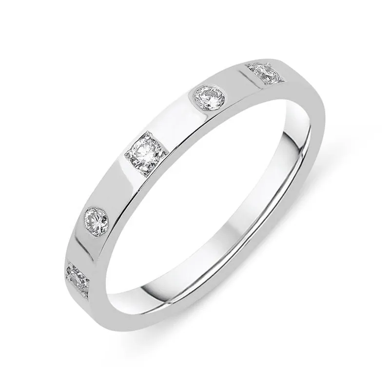 18ct White Gold Diamond Set Five Stone Wedding Band Ring