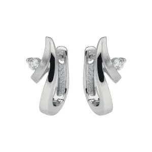 18ct White Gold Diamond Shaped Hoop Earrings