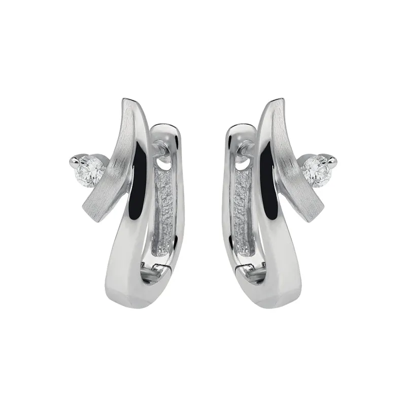 18ct White Gold Diamond Shaped Hoop Earrings