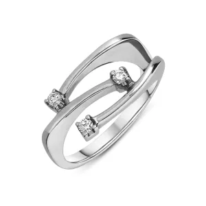 18ct White Gold Diamond Three Stone Wavy Ring