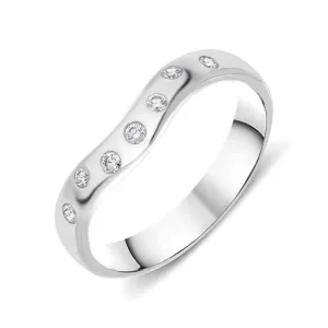 18ct White Gold Diamond Wishbone Wedding Ring