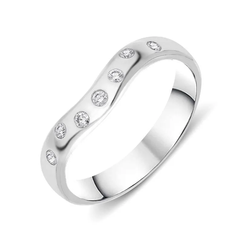 18ct White Gold Diamond Wishbone Wedding Ring