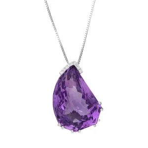 18ct White Gold Faceted Amethyst Diamond Necklace
