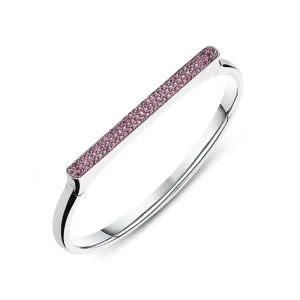 18ct White Gold Pink Sapphire Hinged Bangle