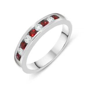 18ct White Gold Ruby and Diamond Channel Set Half Eternity Ring