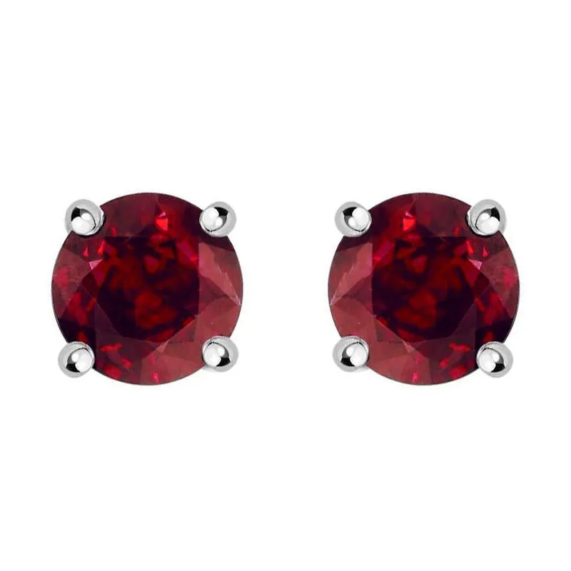 18ct White Gold Ruby Brilliant Cut Stud Earrings