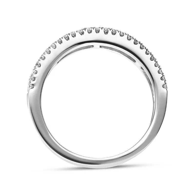 18ct White Gold Ruby Diamond Square and Baguette Cut Half Eternity Ring